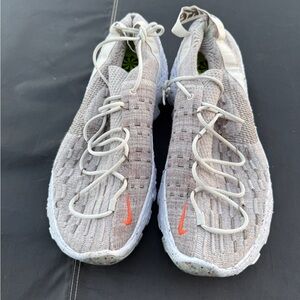 Nike Space Hippie Gray Knit Sneakers with Orange Swoosh